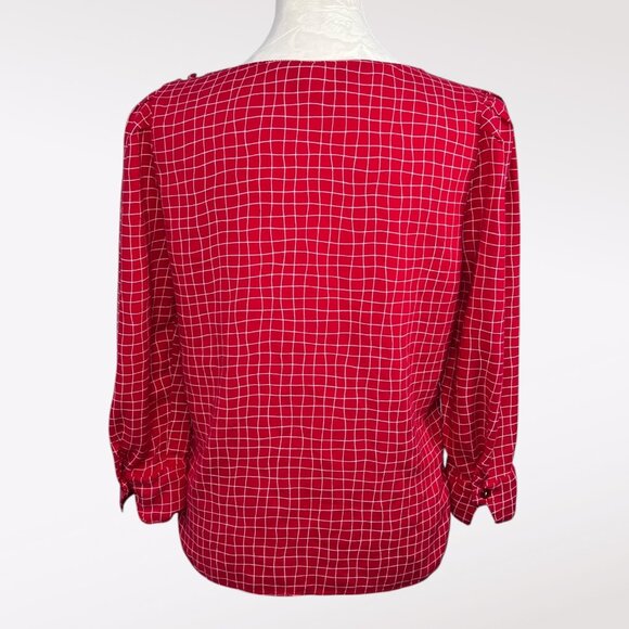 Vintage Jonathan Martin Red Blouse Puff Sleeve Retro Top Size XS - Picture 5 of 10